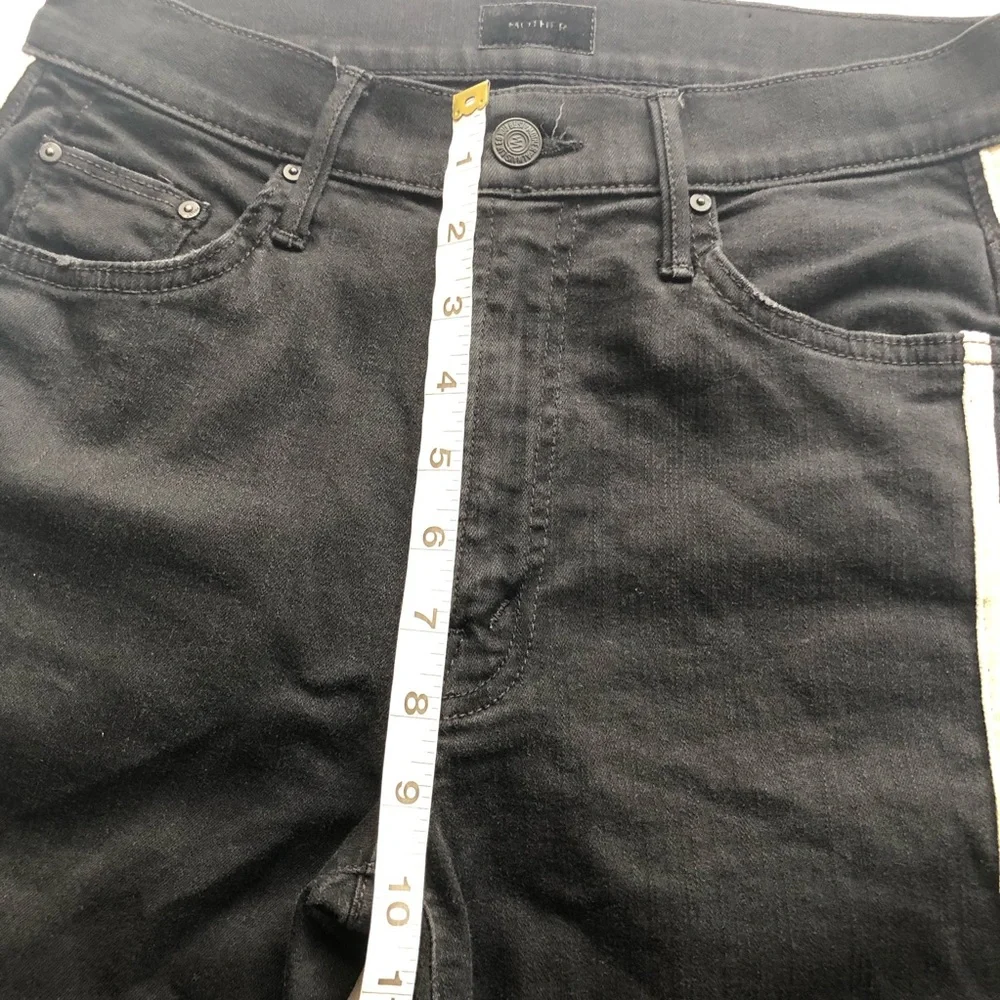 MOTHER The Insider Crop High-Rise Black/Cream Denim Jeans Pants Women’s Size 27